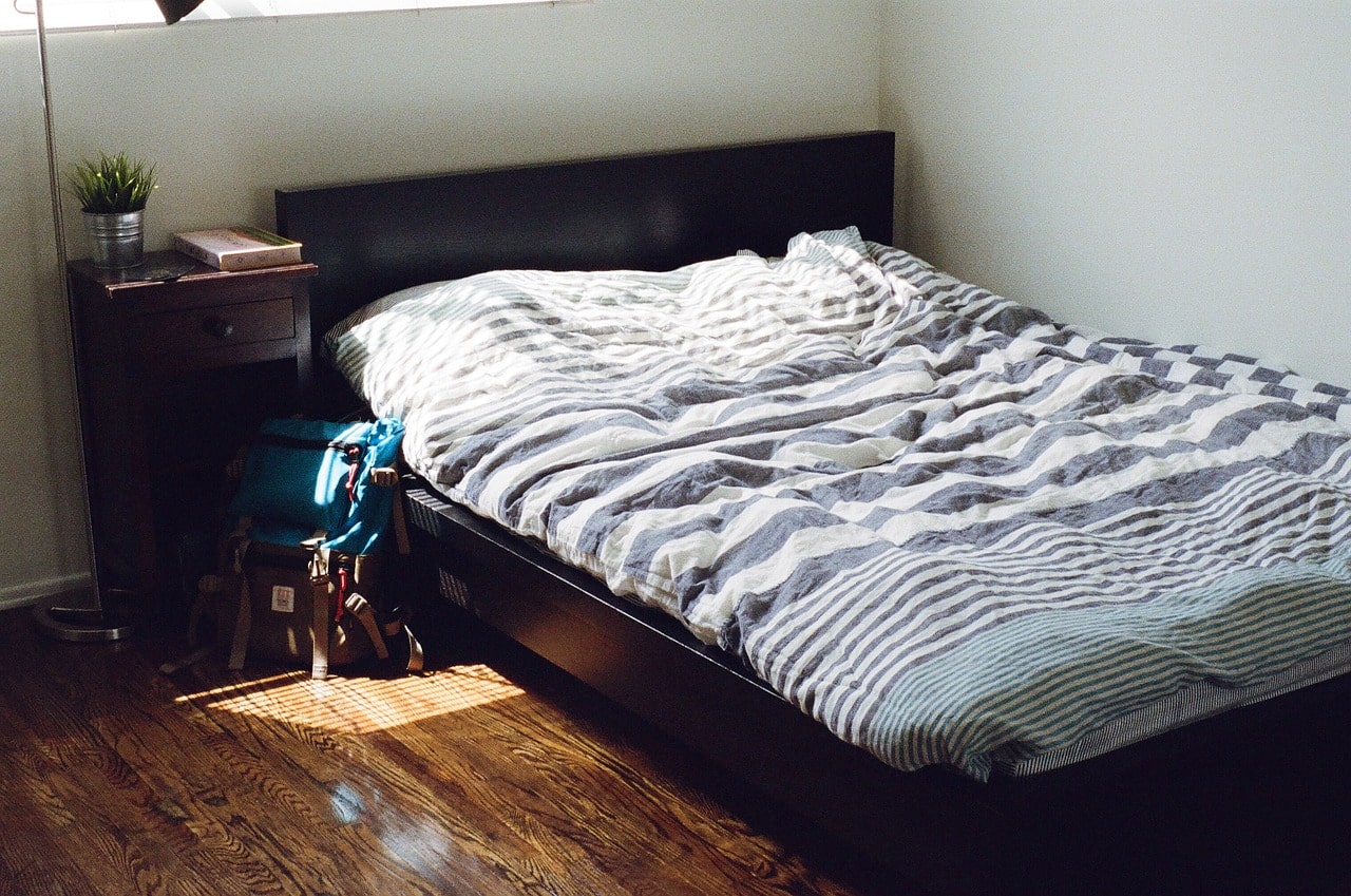 bed in the bedroom