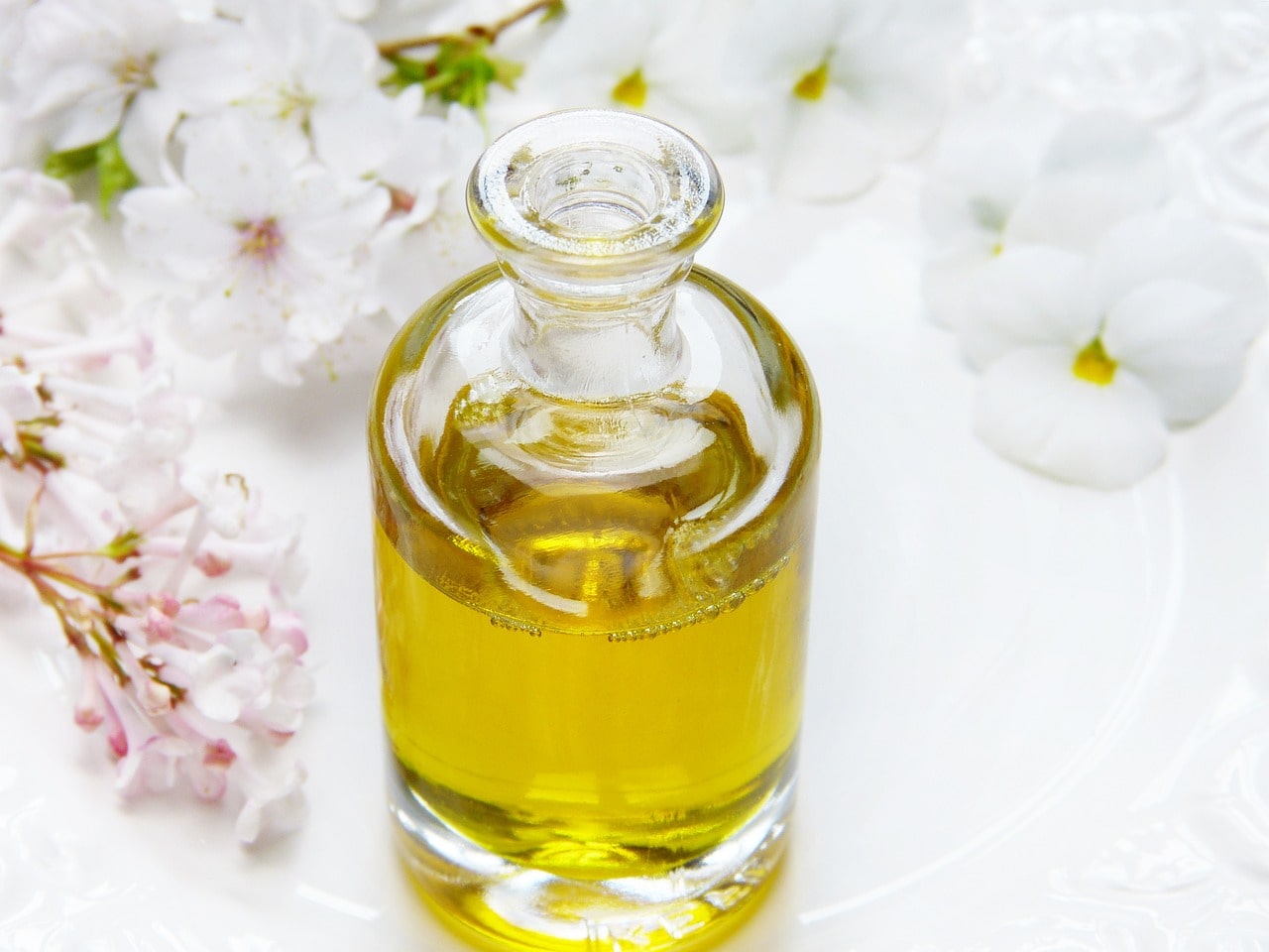 glass bottle with essential oil