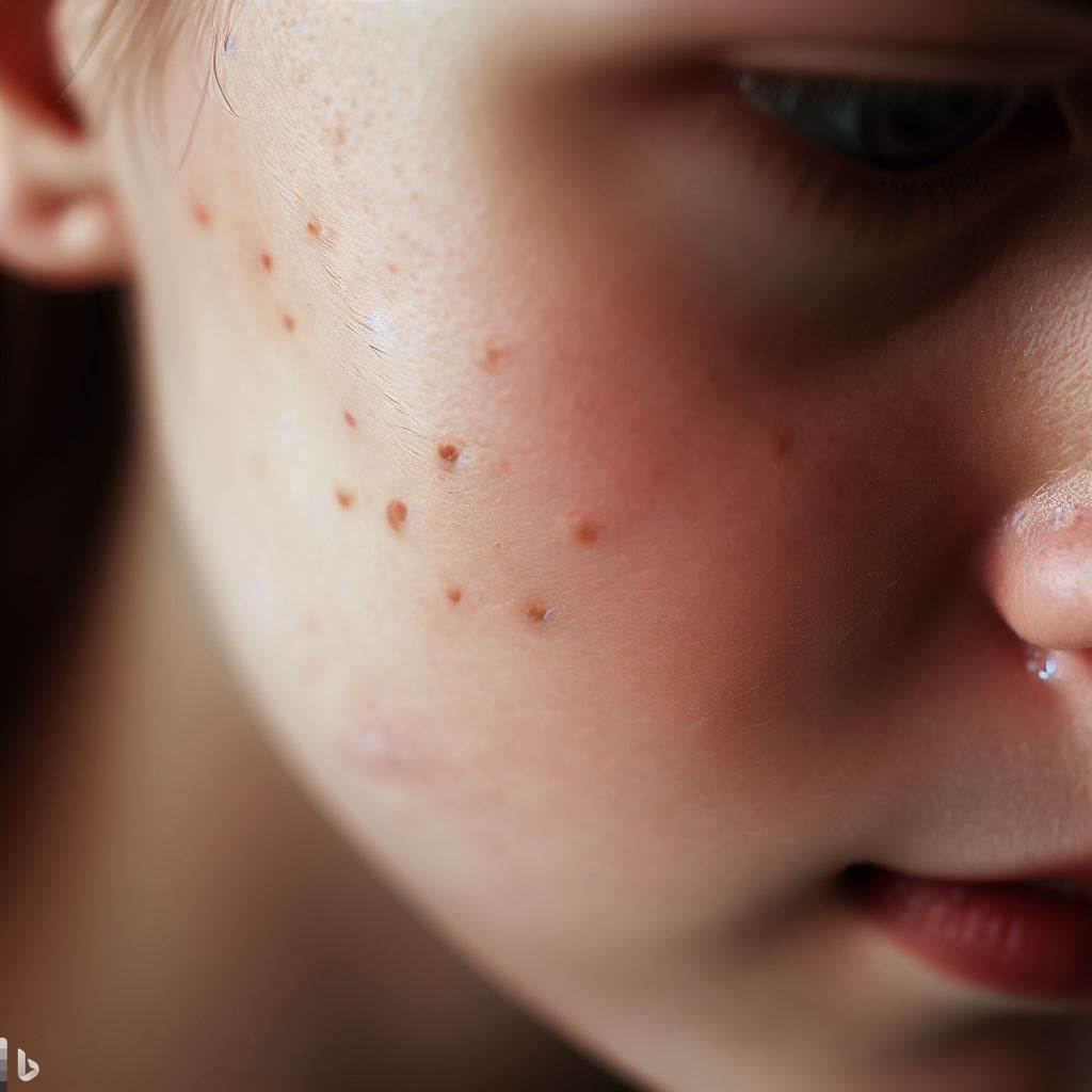 women's face with acne