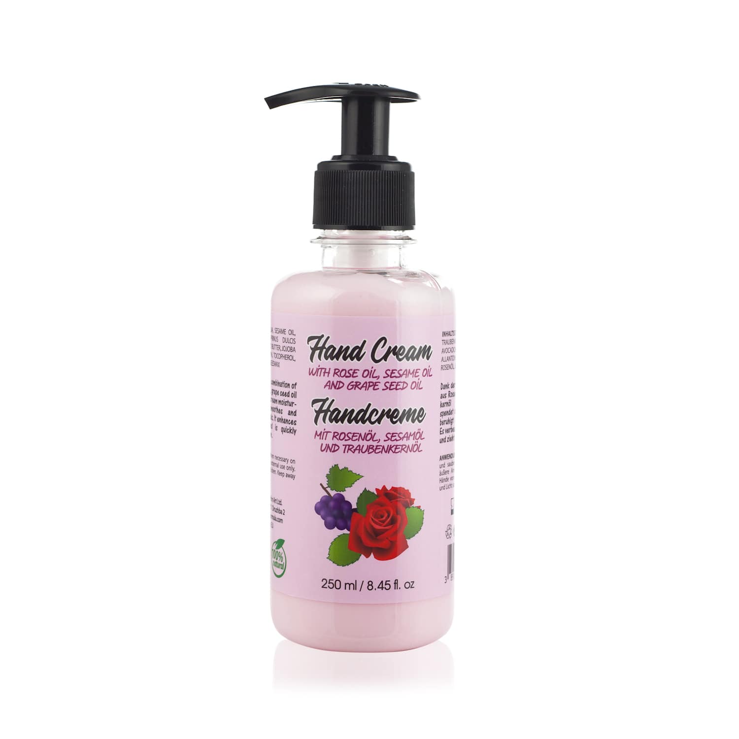natural hand cream with rose 