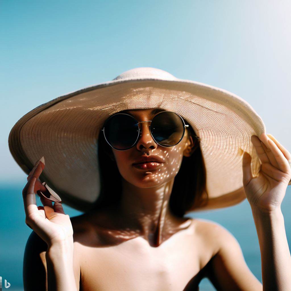 a woman with a wide brimmed hat for sun protection