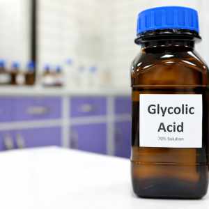 a glass bottle of glycolic acid